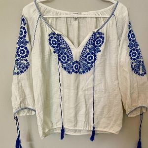 J. Crew Embroidered Gauze Shirt